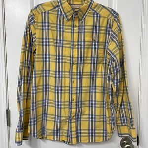 Classic Checkered Button-Down Shirt in Mustard and Navy